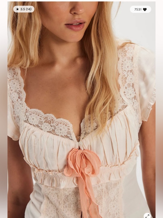 Free People Tops - Free People Arlo Lace Tie Front Vintage Cute Romantic Top L